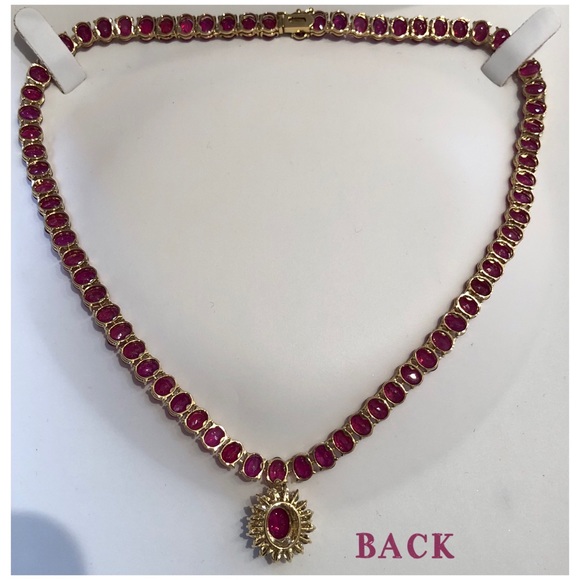 🌟SOLD!🌟Mozambique Ruby 14K Diamond Necklace - Picture 2 of 8